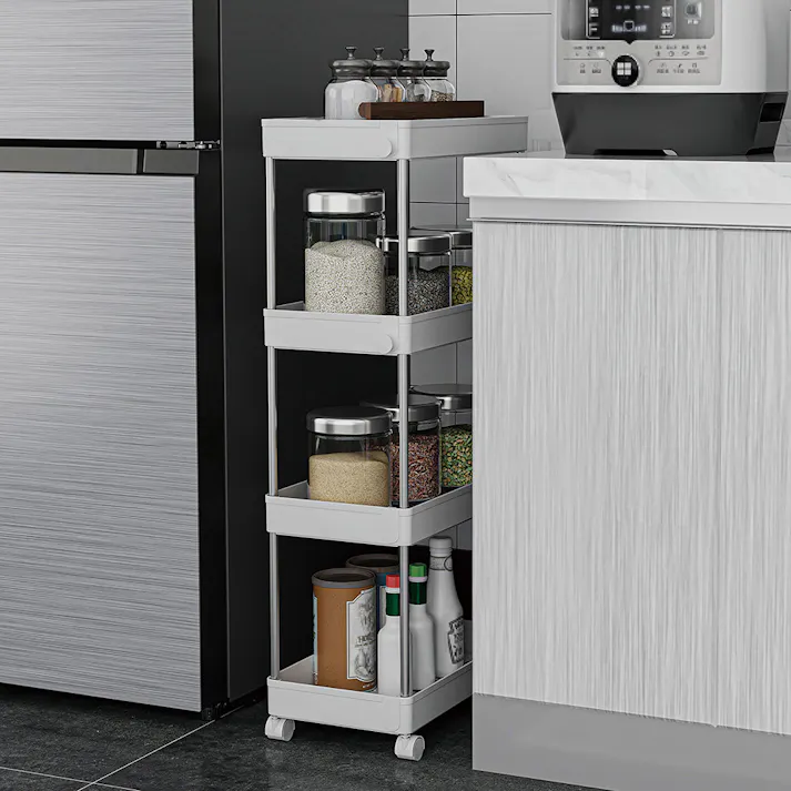 K.K ラクラクキャスターワゴン4段 (幅)22(奥行)40(高さ)85cm ホワイト K-10744 4582451309155【別送品】