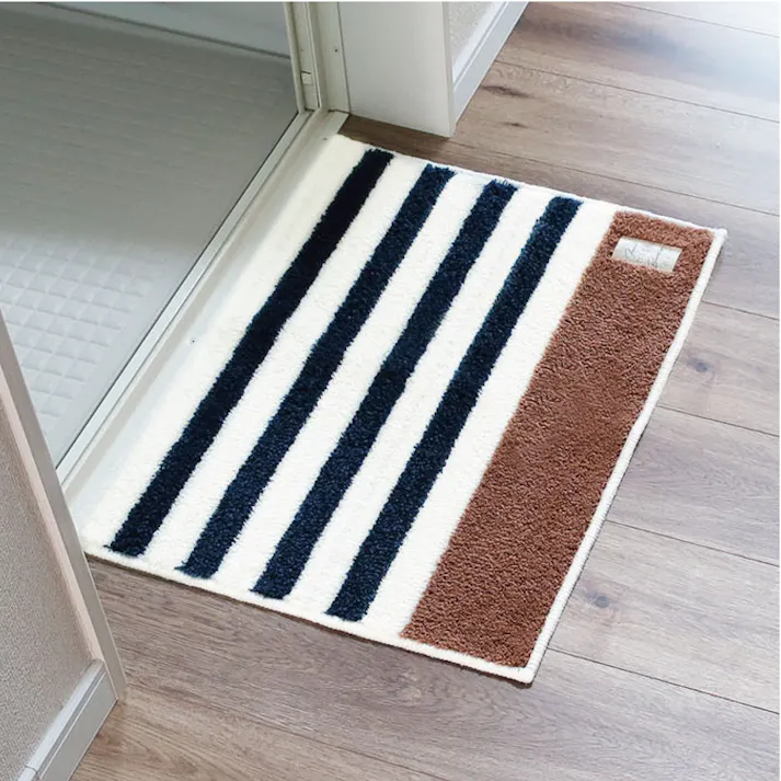 オカトー ふわもこバスマット45×60cmネイビーボーダー (幅)60.0(奥行)45.0(高さ)0.5cm ネイビー 4905016009770【別送品】