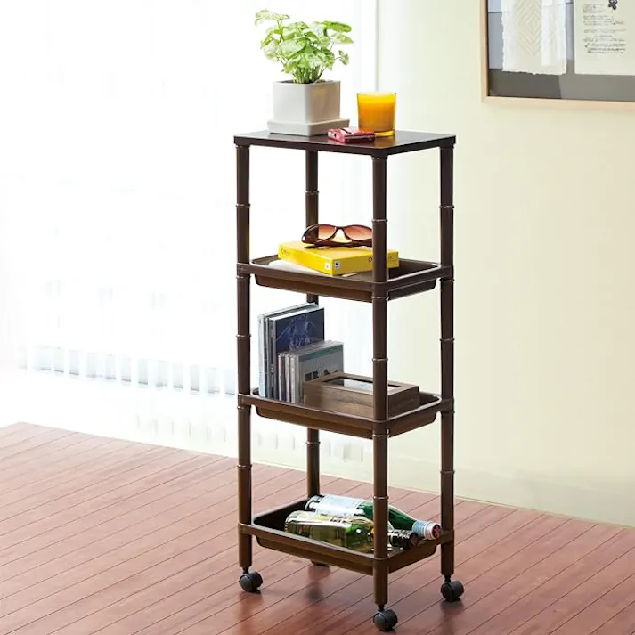 不動技研 WTW4段ミニラック (幅)34.9(奥行)22.9(高さ)88cm ブラウン F-2503 4962191010960【別送品】