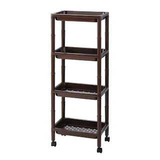 不動技研 4段ミニラック (幅)34(奥行)21.8(高さ)89cm ブラウン F-2517 4962191011073【別送品】