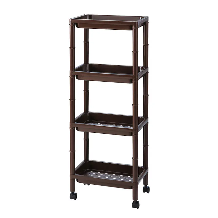 不動技研 4段ミニラック (幅)34(奥行)21.8(高さ)89cm ブラウン F-2517 4962191011073【別送品】