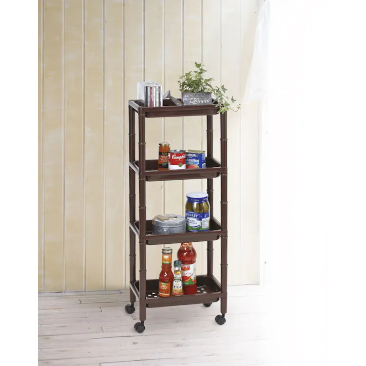 不動技研 4段ミニラック (幅)34(奥行)21.8(高さ)89cm ブラウン F-2517 4962191011073【別送品】