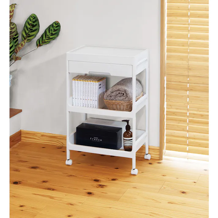 不動技研 サージュワゴン3段 (幅)40.3(奥行)25.7(高さ)68.7cm ホワイト F-2625 4962191016207【別送品】