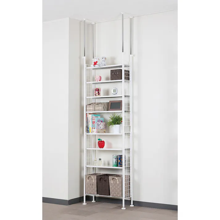 K.K 突っ張りラック 62 8段 (幅)62(奥行)24(高さ)205cm ホワイト TP-5404 4965736052647【別送品】