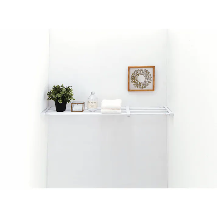 平安伸銅工業 突ぱり強力伸縮棚大 (幅)75-120(奥行)23.5(高さ)3.3cm 白 KB-75 4977612203654【別送品】