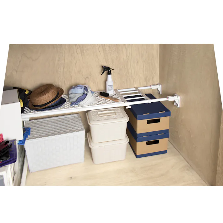 平安伸銅工業 スーパーワイドメッシュ棚大 (幅)118-190(奥行)33.5(高さ)9cm 白 RB-12 4977612209953【別送品】