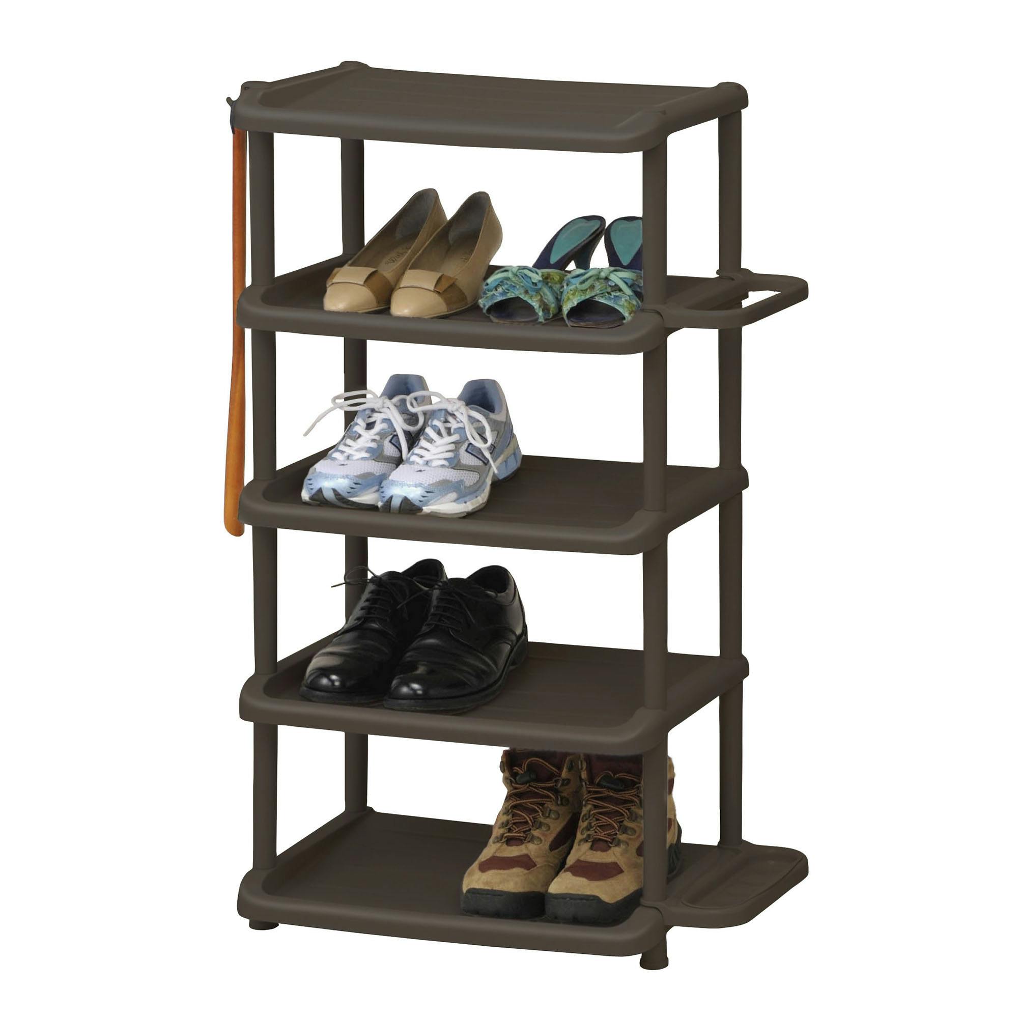 和泉化成 シューズラック5段ダブル (幅)58.3(奥)90.3(高)31cm ブラウン
