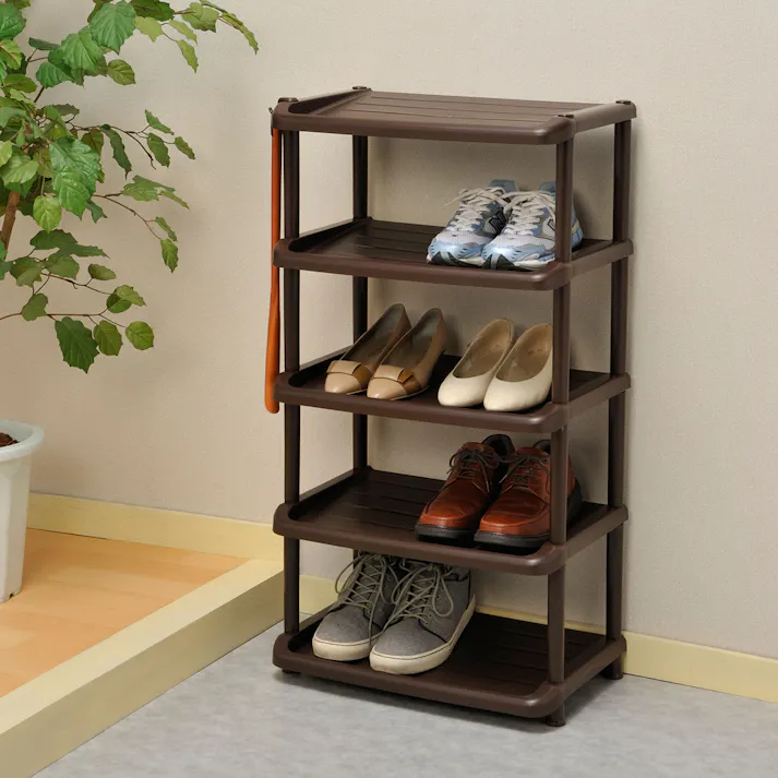 和泉化成 シューズラック5段ダブル (幅)58.3(奥)90.3(高)31cm ブラウン 4906137310233【別送品】
