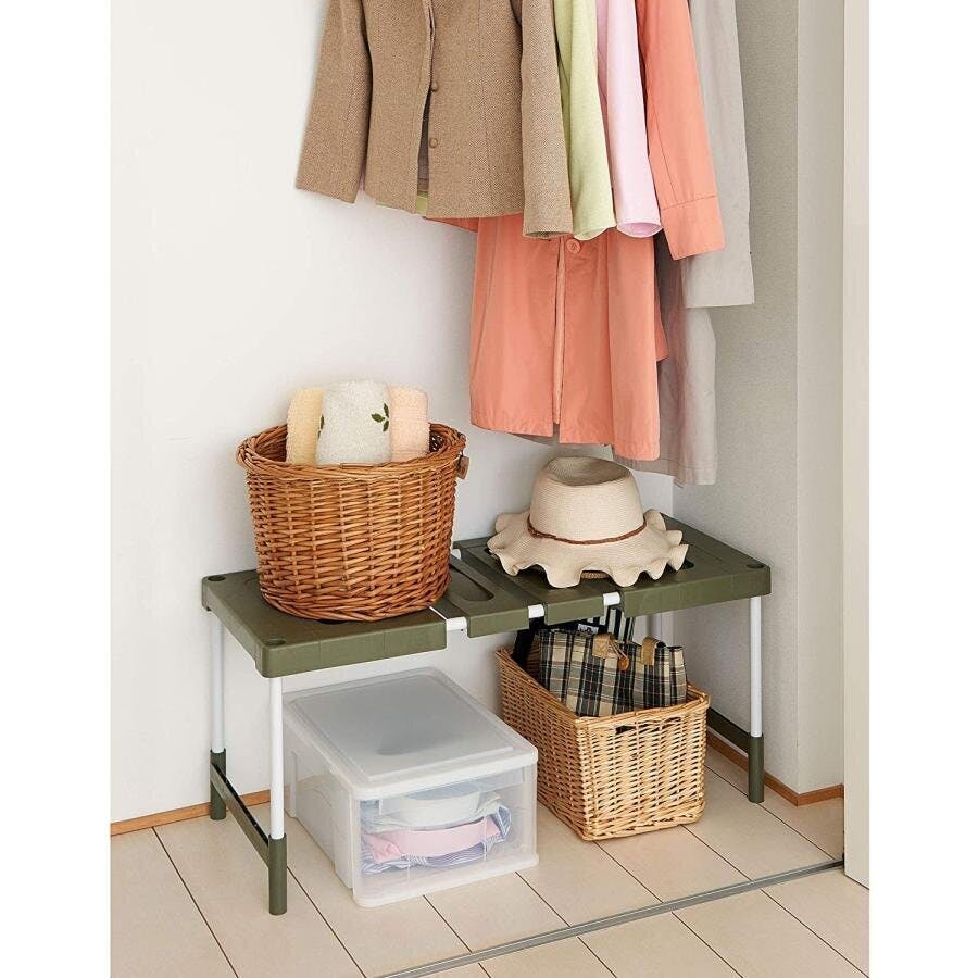 ●新品●伸晃 クローゼット押入フリーラック伸縮5P エコグリーン 伸晃 クローゼット押入フリーラック伸縮1P エコグリーン 幅76.5~92×奥