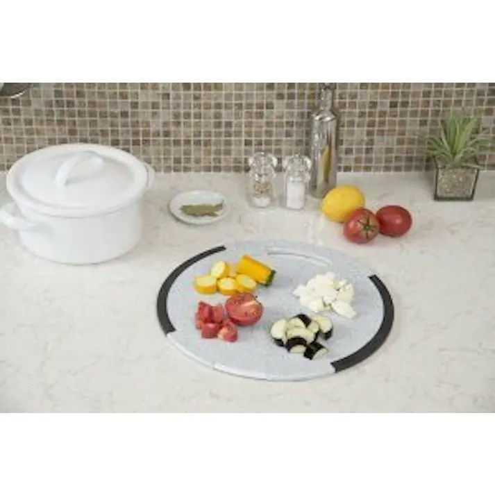 新輝合成 起こしやすいラバー耐熱抗菌まな板丸 グレー 幅35×奥35×高0.9 まな板 4973221044060【別送品】