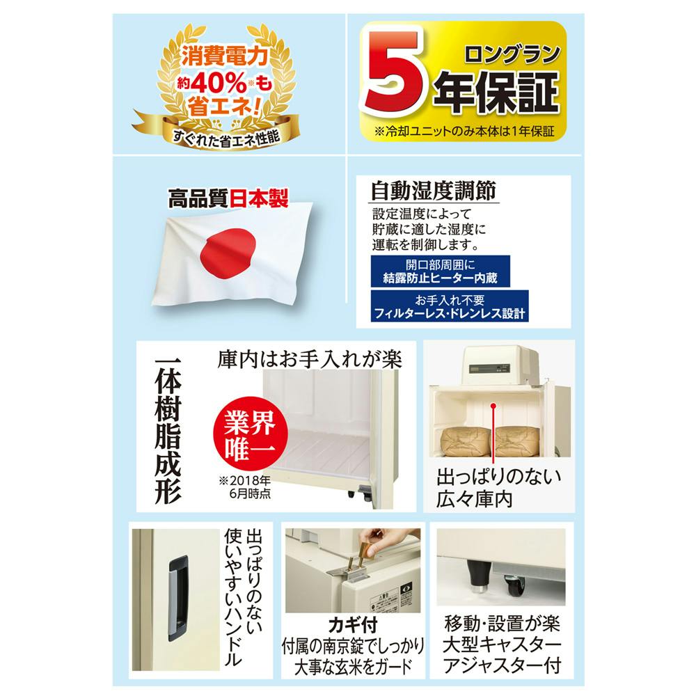 ホシザキ 野菜兼用玄米保冷庫 6袋 HRA-6GD1-D2 本体＋棚板セット【別送