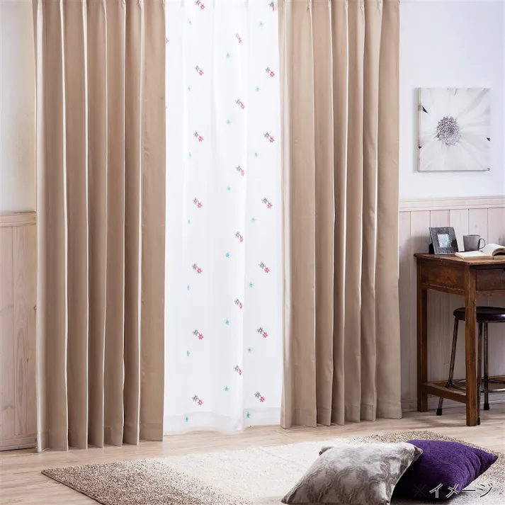 【イージー】遮音遮熱遮光ニューコスモ ベージュ 幅151~200×丈151~180cm【別送品】