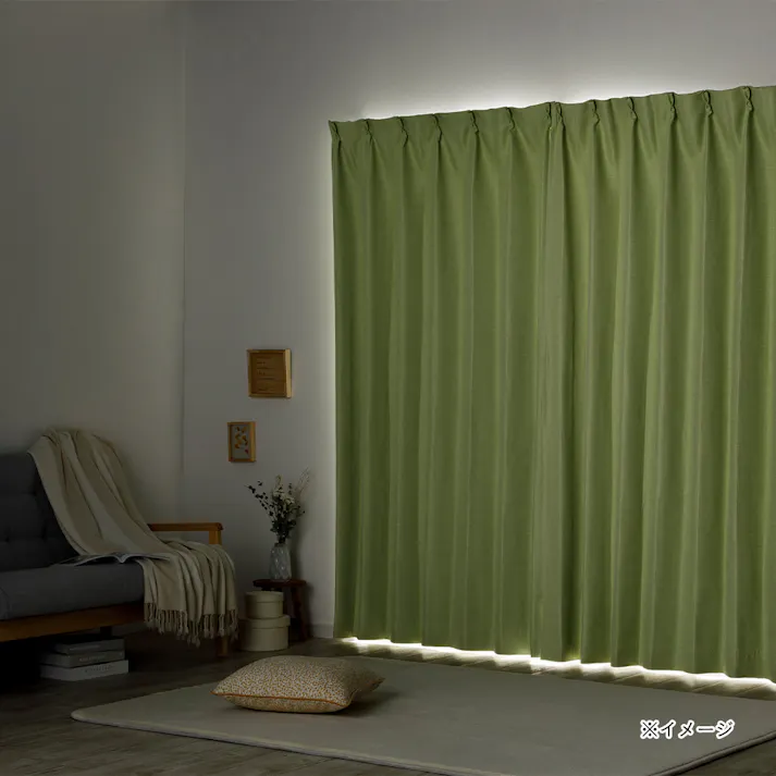 【イージー】防炎遮光メホラール ライトグリーン 幅101~150×丈40~120cm【別送品】