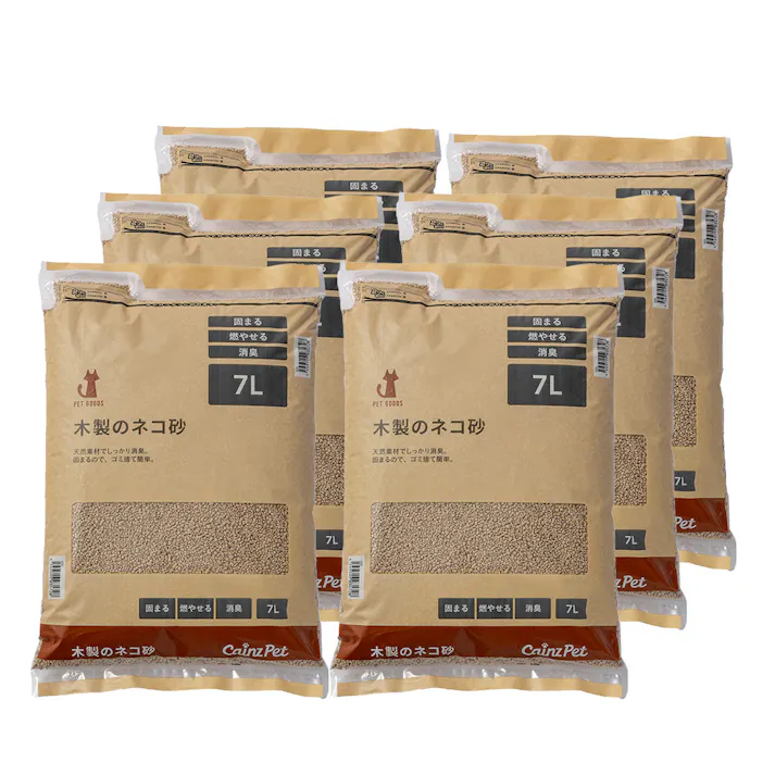 【まとめ売り】猫砂 Pet’sOne 木製のネコ砂 7L×6個入 天然素材 消臭 大容量 飛び散り防止 固まる 燃やせる