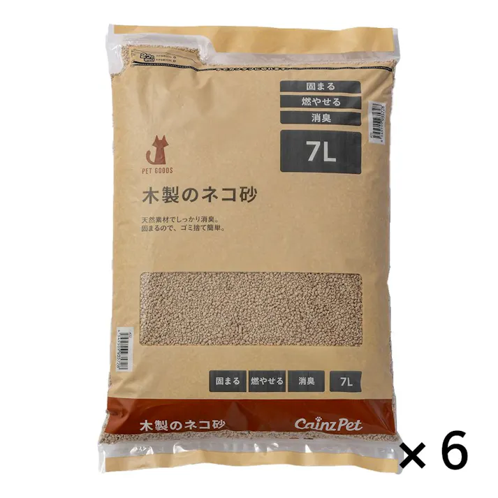 【まとめ売り】猫砂 Pet’sOne 木製のネコ砂 7L×6個入 天然素材 消臭 大容量 飛び散り防止 固まる 燃やせる