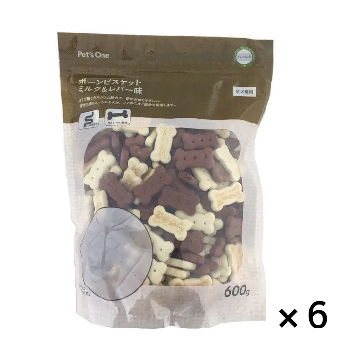 【まとめ売り】Pet’sOne ボーンビスケット ミルク&レバー味 600g×6個入