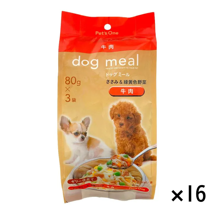 【まとめ売り】Pet’sOne ドッグミール ささみ&緑黄色野菜 牛肉入り ゼリー仕立て 240g×16個入