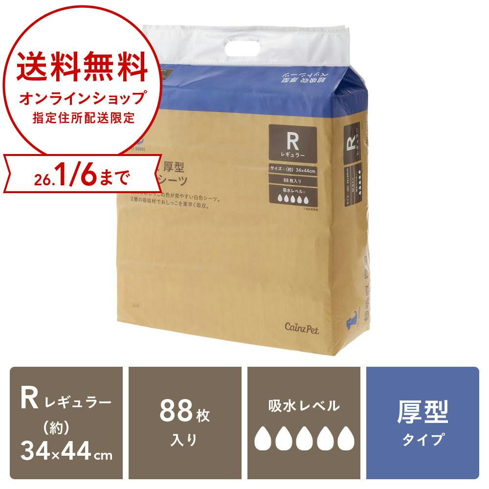 【まとめ売り】カインズ 超吸収厚型ペットシーツ レギュラー 88枚×4個入 約34×44cm 小型犬約3～4回分 2層の吸収材ですばやく吸収