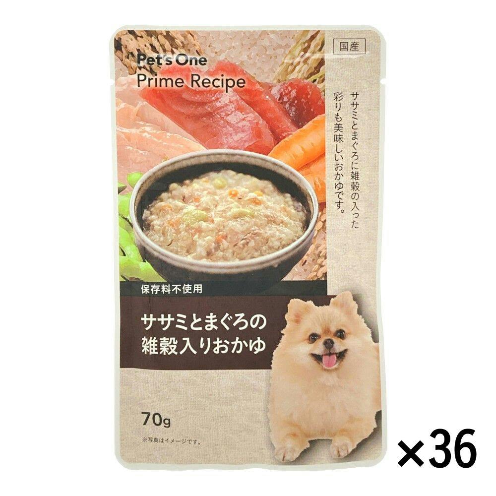 【まとめ売り】Pet’sOne プライムレシピ グルメパウチ ササミとまぐろの雑穀入りおかゆ 70g×36個入