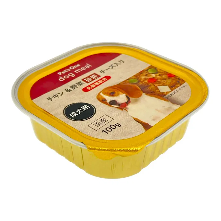 【まとめ売り】Pet’sOne ドッグミール トレイタイプ チキン&野菜 砂肝 チーズ入り 成犬用 100g×48個入