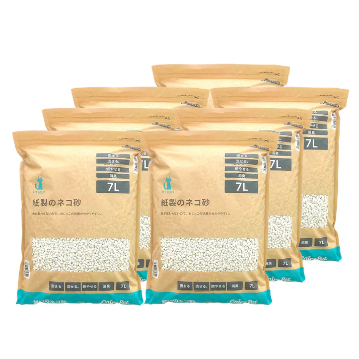 【まとめ売り】猫砂 Pet’sOne 紙製のネコ砂 7L×7個入 消臭 抗菌 大容量 飛び散り防止 固まる 流せる