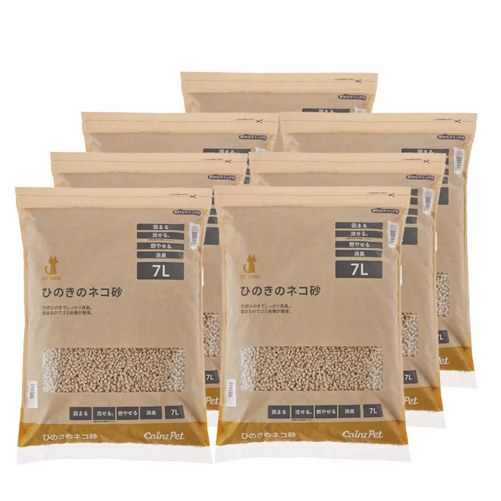 【まとめ売り】猫砂 Pet’sOne ひのきのネコ砂 7L×7個入 消臭 抗菌 大容量 飛び散り防止 固まる 流せる 燃やせる