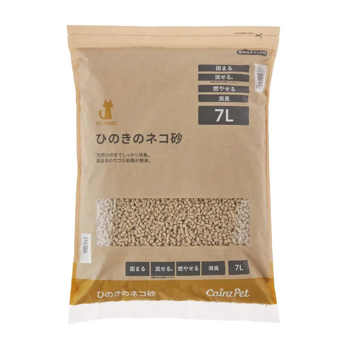 【まとめ売り】猫砂 Pet’sOne ひのきのネコ砂 7L×7個入 消臭 抗菌 大容量 飛び散り防止 固まる 流せる 燃やせる