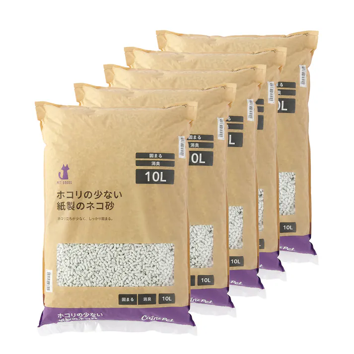 【まとめ売り】猫砂 Pet’sOne ホコリの少ない紙製のネコ砂 10L×5個入 消臭 飛び散り防止 固まる 燃やせる