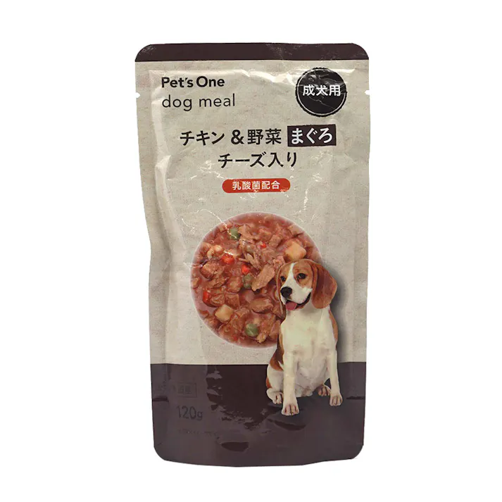 【まとめ売り】Pet’sOne ドッグミール パウチタイプ チキン&野菜 まぐろ チーズ入り 成犬用 120g×36個入