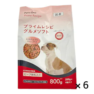 【まとめ売り】プライムレシピ グルメソフト ビーフ味粒入り 800g×6個入