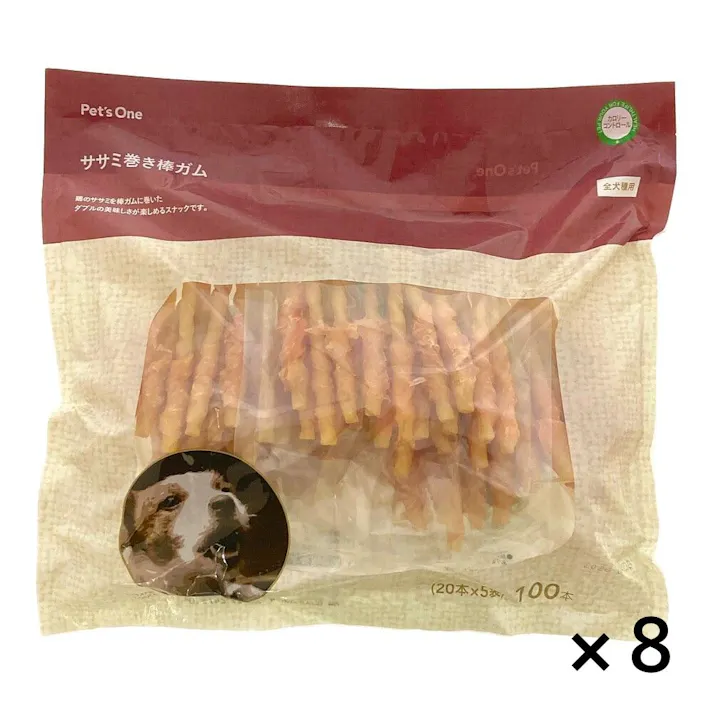 【まとめ売り】Pet’sOne ササミ巻き棒ガム 全犬種用 100本×8個入
