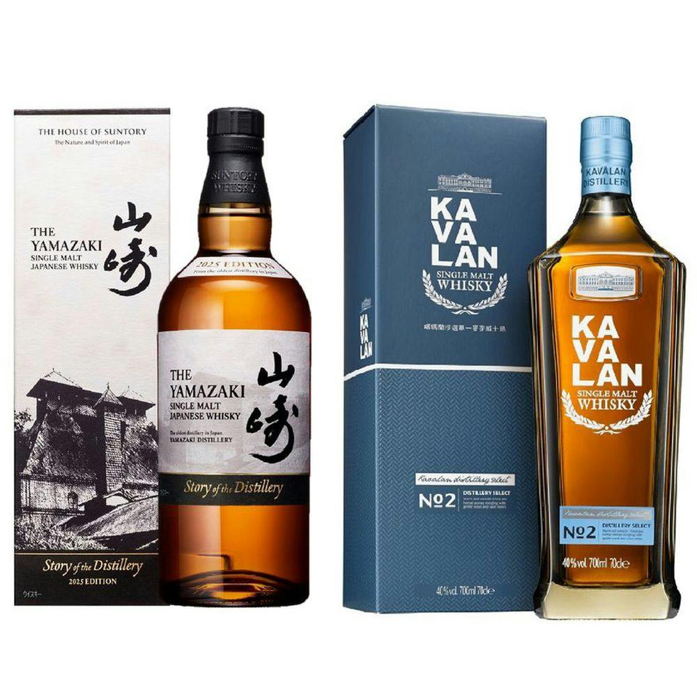 山崎 Story of the Distillery2025年(化粧箱付き)とカバランディスティ