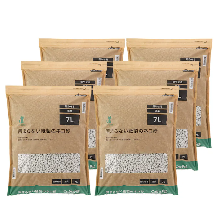 【CAINZ定期便】猫砂 Pet’sOne 固まらない紙製のネコ砂 7L×6個入消臭 大容量 軽い 軽量 燃やせる