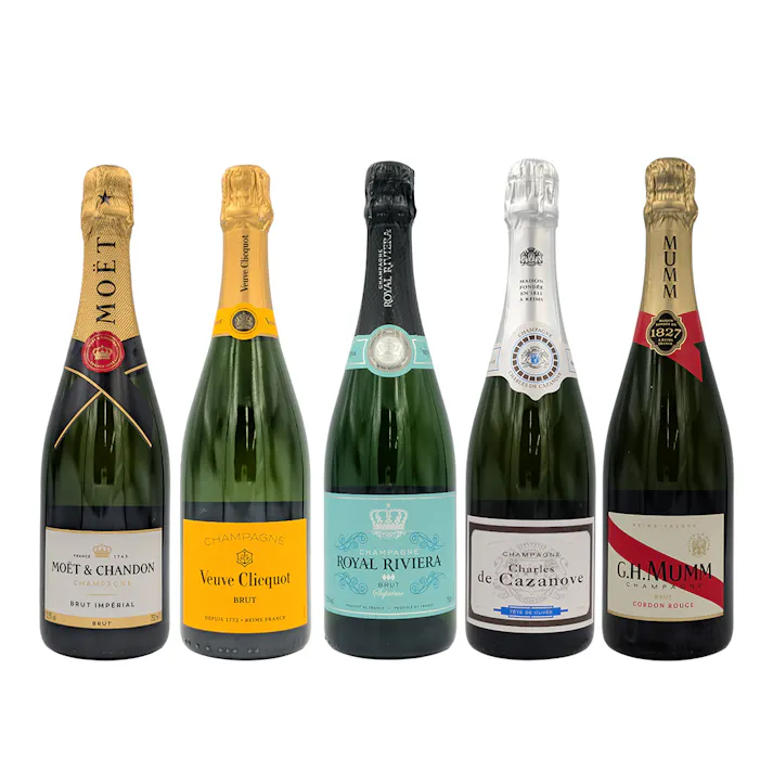 モエ・エ・シャンドン、ヴーヴクリコが入った有名シャンパーニュ飲み比べ5本セット(各750ml)