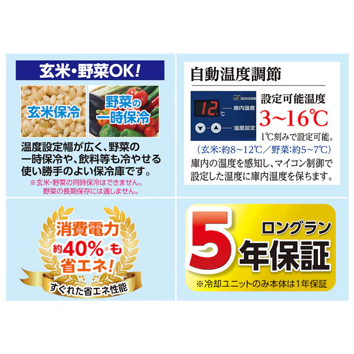ホシザキ 野菜兼用玄米保冷庫 10袋 HRA-10GD1-D2 本体+棚板セット【別送品】