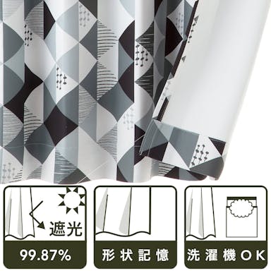 【セミ】遮光カーテン ジオ グレー 幅100×丈85cm Aフック 1枚【別送品】(販売終了)