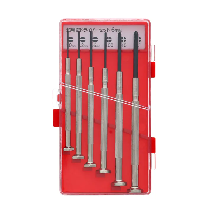 TAKAGI 高儀 超精密ドライバーセット 6本組 ケース付き -1.0-1.2 -1.6mm +No.00 +No.0 +No.1 精密ドライバー マイナス プラス ネジ 締めつけ 小ネジ 脱着 組み立て 補修 便利 工具 4907052307162 【ネット注文限定・別送品】