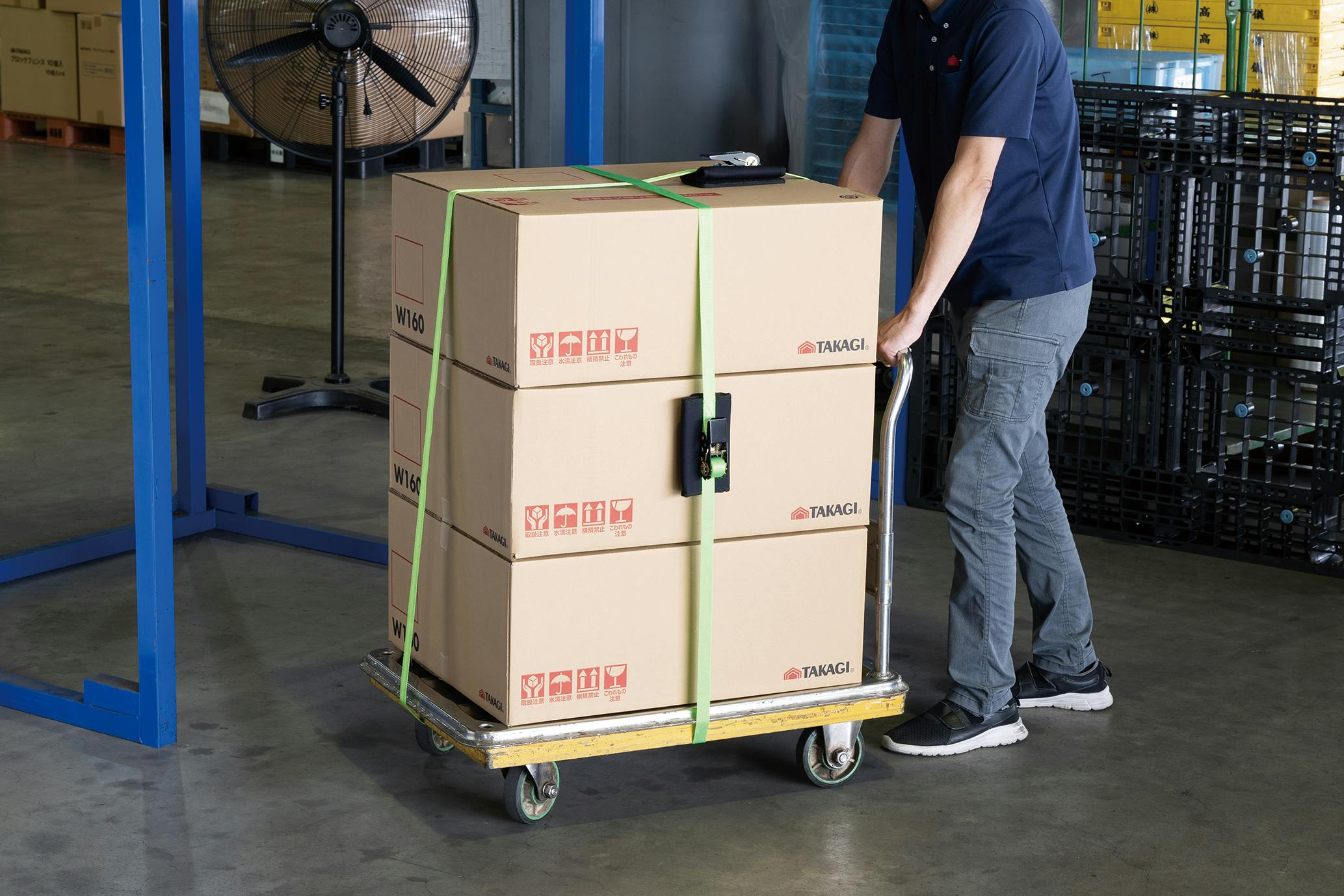 TAKAGI 高儀 荷締めベルト ラチェット式 パッド付 5m 蛍光グリーン