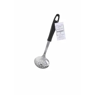 日本製 ステンレス 穴明き お玉 小 ダークブラウン 全長21.5cm フック穴付 ハンドフィット 鍋など具だけをすくうときに 手にフィットするハンドル 食洗器対応 4907052833104【別送品】