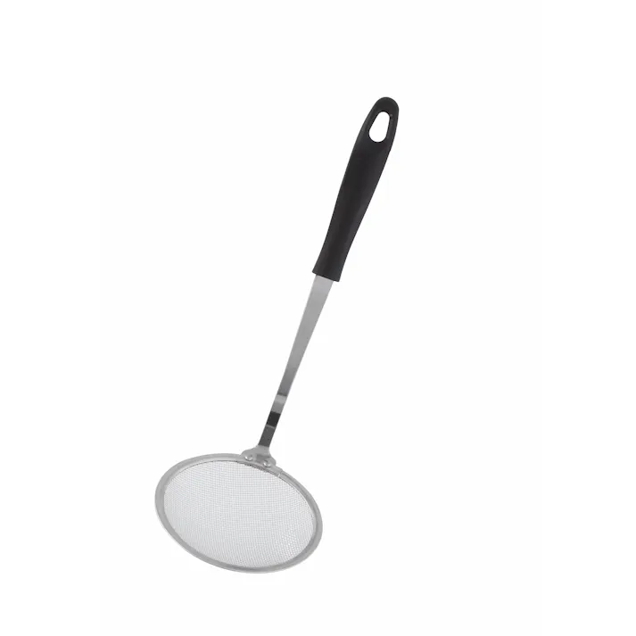 日本製 ステンレス かす揚げ φ100 ダークブラウン 全長28cm フック穴付 揚げ物 ハンドフィット かす取り かすあげ 手にフィットするハンドル 食洗器対応 4907052833166【別送品】