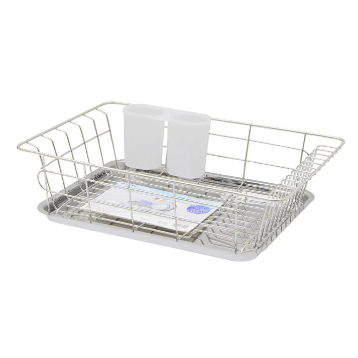ステンレス水切りトレーセット 収納 お皿立て付 小物ポケット付 キッチン 台所 食器 4907052834934【別送品】