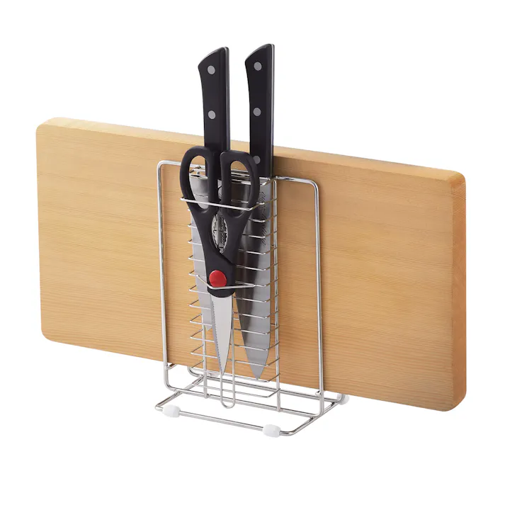 ステンレス 包丁まな板スタンド キッチンハサミ対応 収納 足ゴム付き 多機能 4907052848566【別送品】