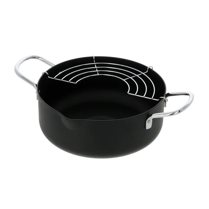 日本製 両手天ぷら鍋 アミ付き 20cm ガス火専用 揚げ物専用 鉄製 油切 ハンドル 取っ手 4907052852099【別送品】