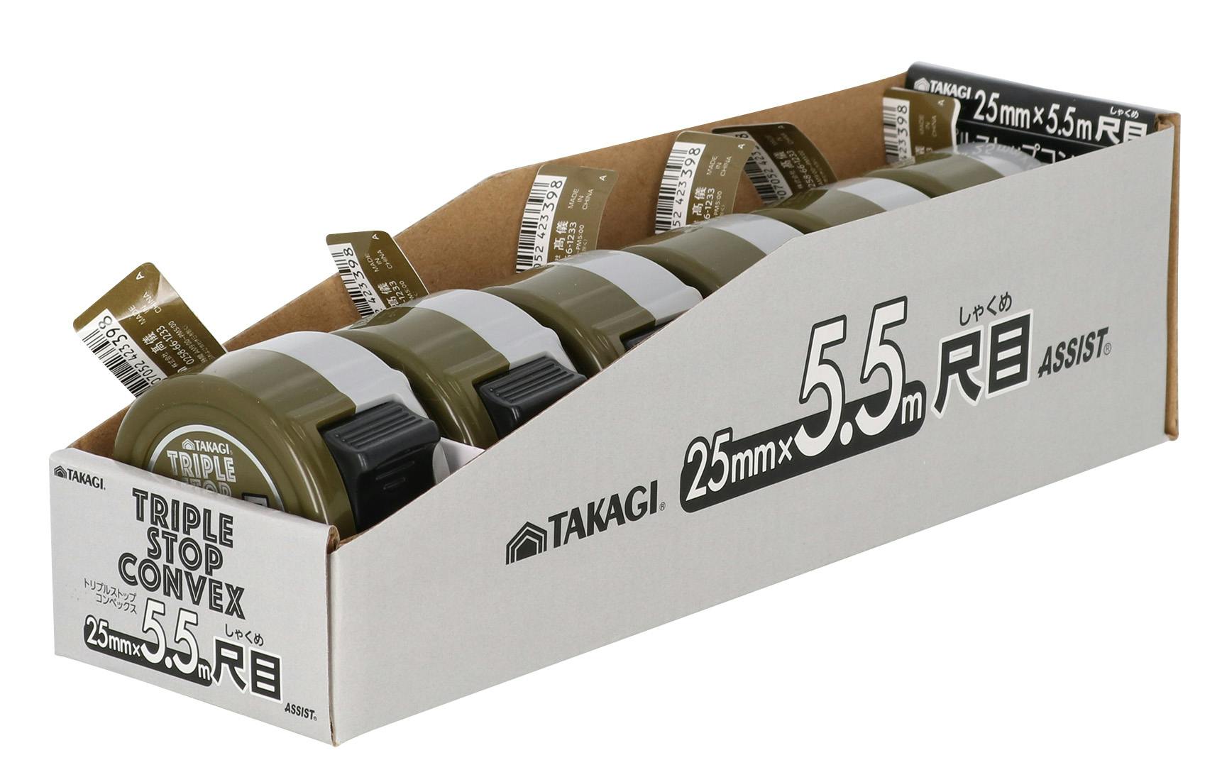 TAKAGI 高儀 トリプルストップ コンベックス メジャー 25mm×5.5m 尺目