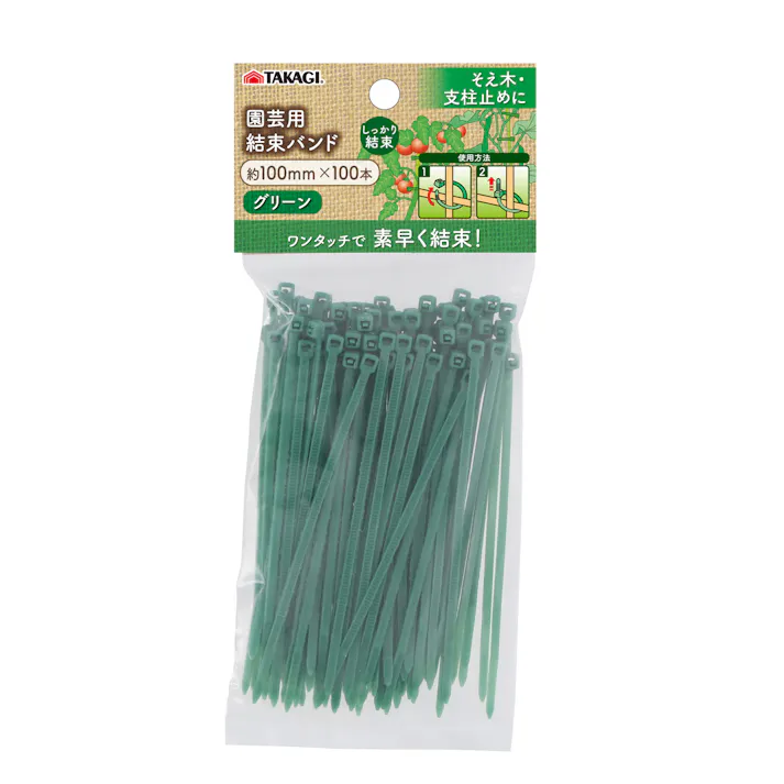 TAKAGI 高儀 園芸用結束バンド 緑 100本入 100mm 50個セット 4907052727564-50【ネット注文限定・別送品】