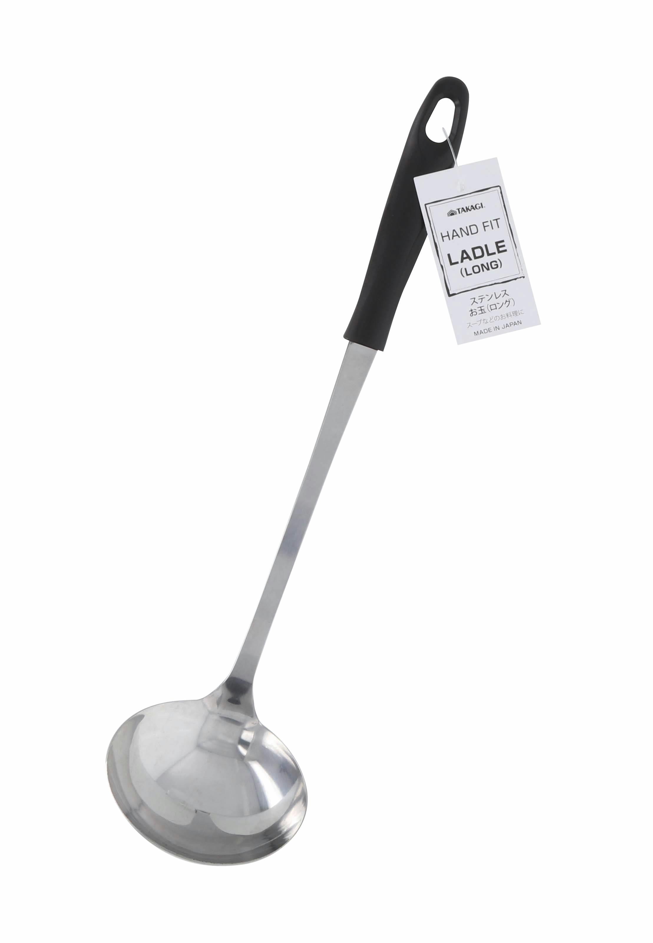 日本製 ステンレス お玉 ロング ダークブラウン 全長32.3cm 100個セット フック穴付 まとめ買い ハンドフィット スープなどの料理に 手にフィットするハンドル 食洗器対応 4907052833081-100【別送品】