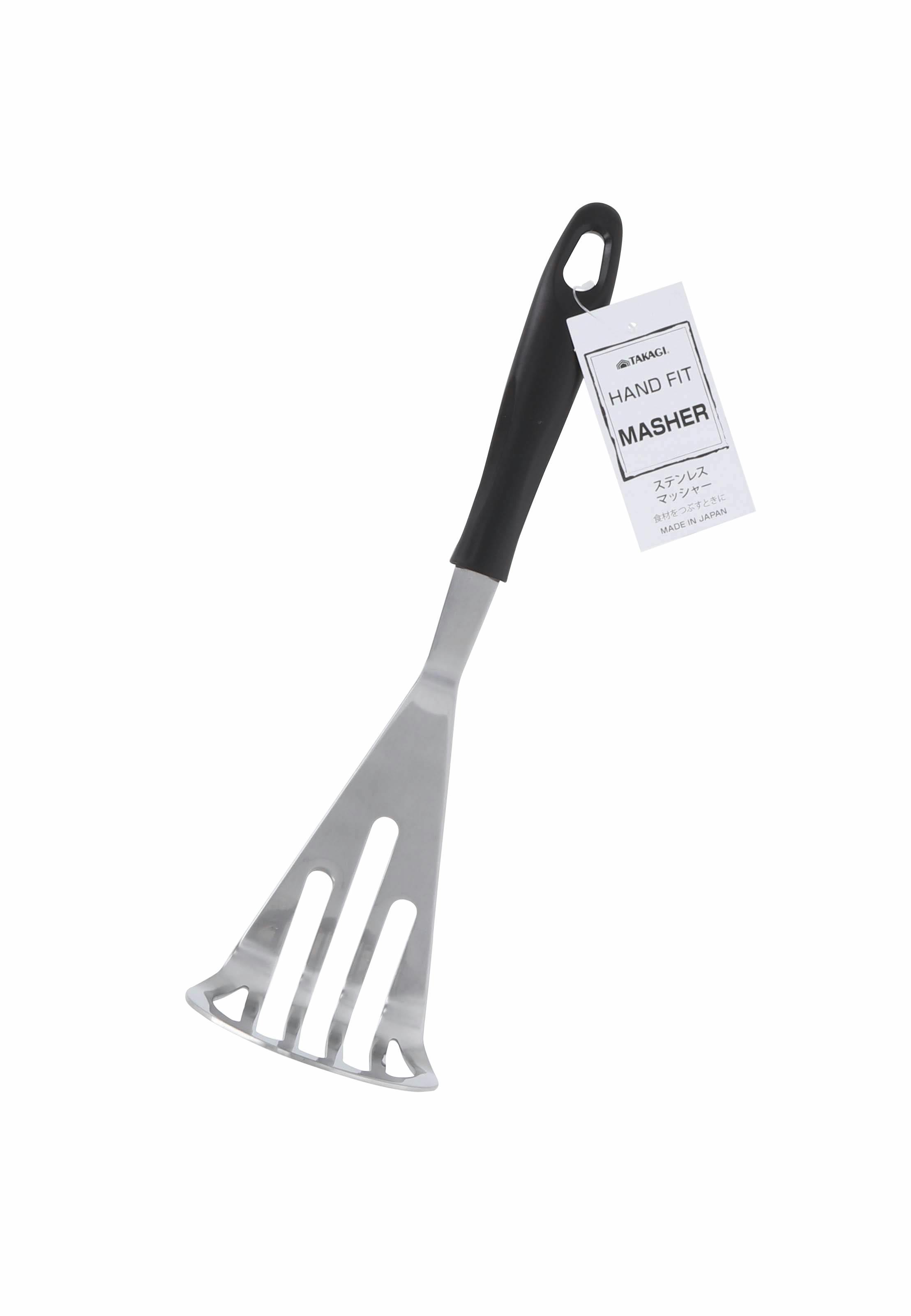 日本製 ステンレス マッシャー ダークブラウン 全長26cm 100個セット まとめ買い フック穴付 ポテトサラダ作り ハンドフィット 食材をつぶし 手にフィットするハンドル 食洗器対応 4907052833173-100【別送品】