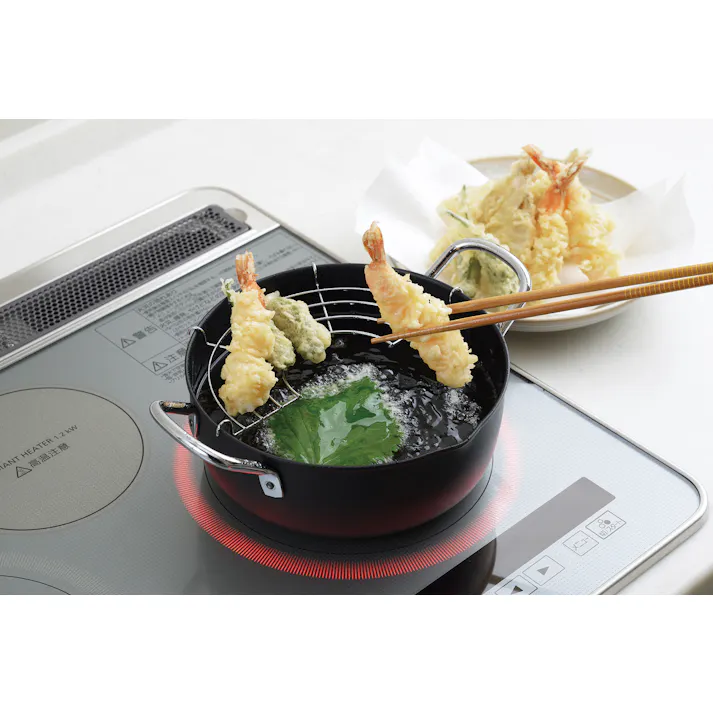 日本製 IH対応両手天ぷら鍋アミ付 20cm TN-20B 12個セット まとめ買い 揚げ物専用 4907052852112-12【別送品】