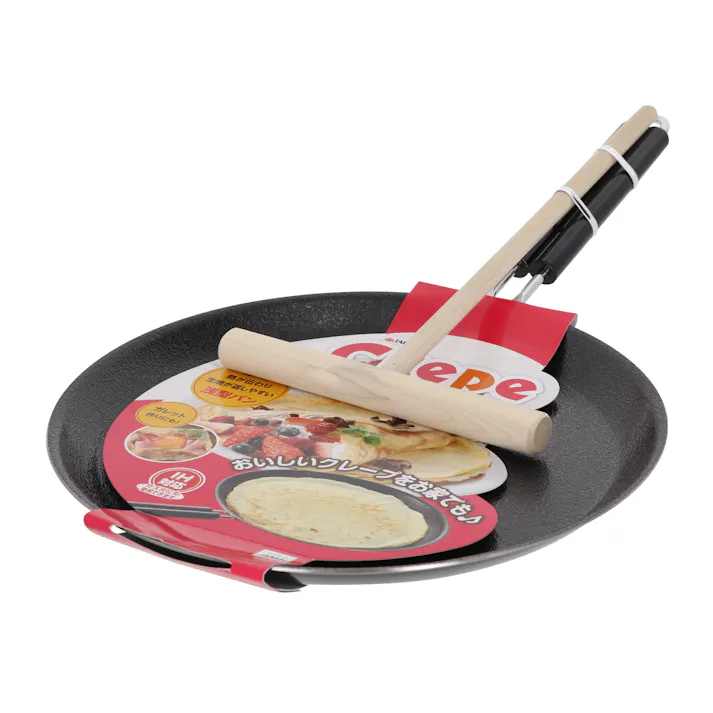 IHファイバーラインクレープパン24cm&トンボセット ブラック 12個セット まとめ買い 日本製 IH対応 クレープ作り 4907052853768-12【別送品】