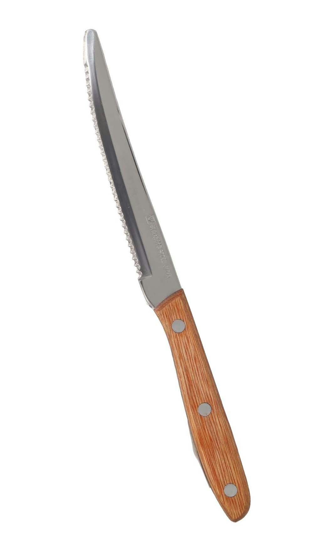 木柄ステーキナイフ 24個セット ステンレス製 まとめ買い カトラリー 天然木 4907052856806-24【別送品】